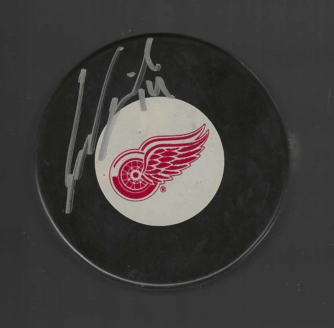 Gustav Nyquist Signed Detroit Red Wings Vintage Logo Puck