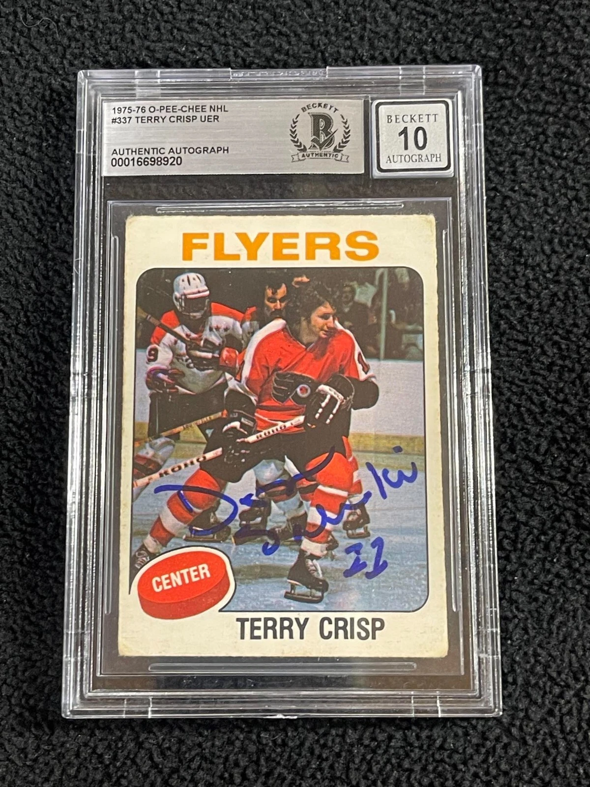 Don Saleski Terry Crisp Signed 1975-76 O-Pee-Chee Hockey Card #337 Beckett 10 Au