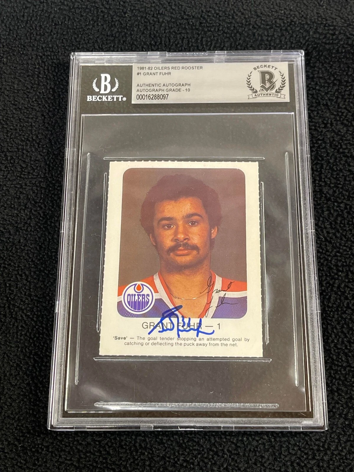 Grant Fuhr 1981-82 Edmonton Oilers Red Rooster Pre-Rookie Hockey Card #1 Beckett