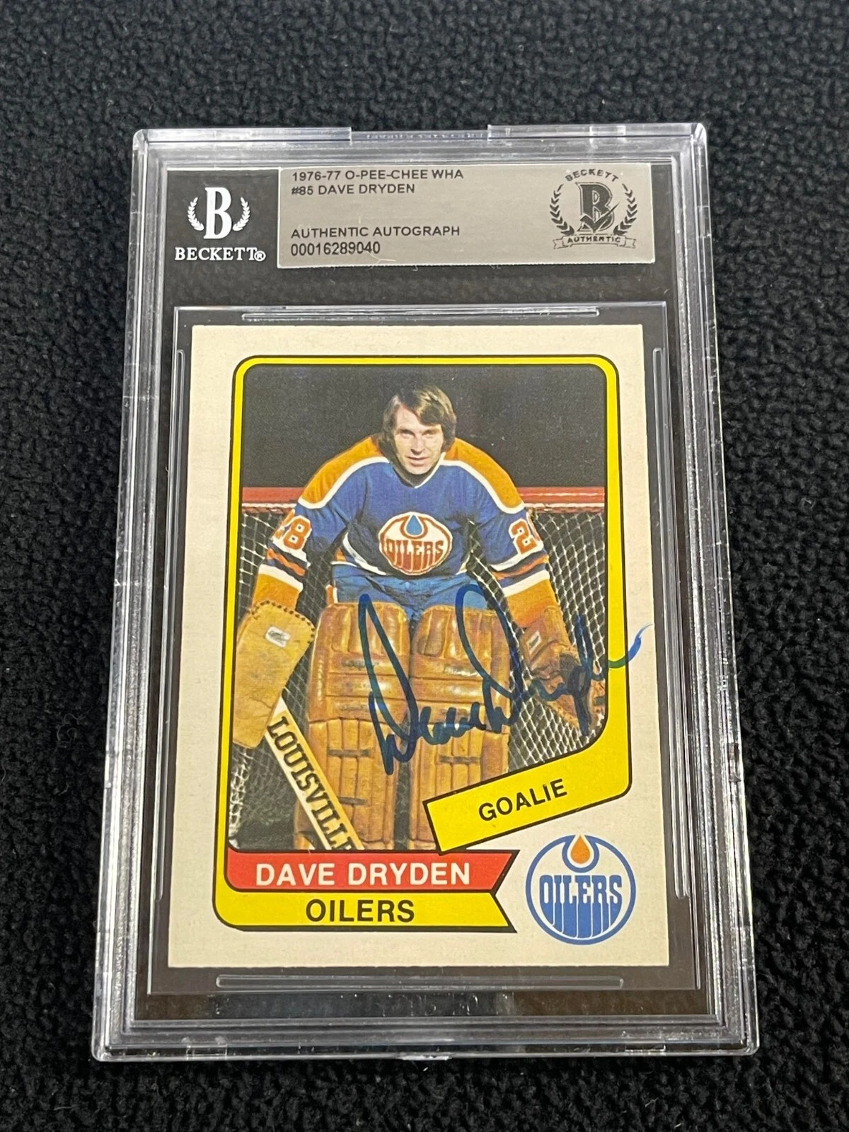 Dave Dryden Signed 1976-77 O-Pee-Chee WHA Hockey Card #85 Beckett Oilers
