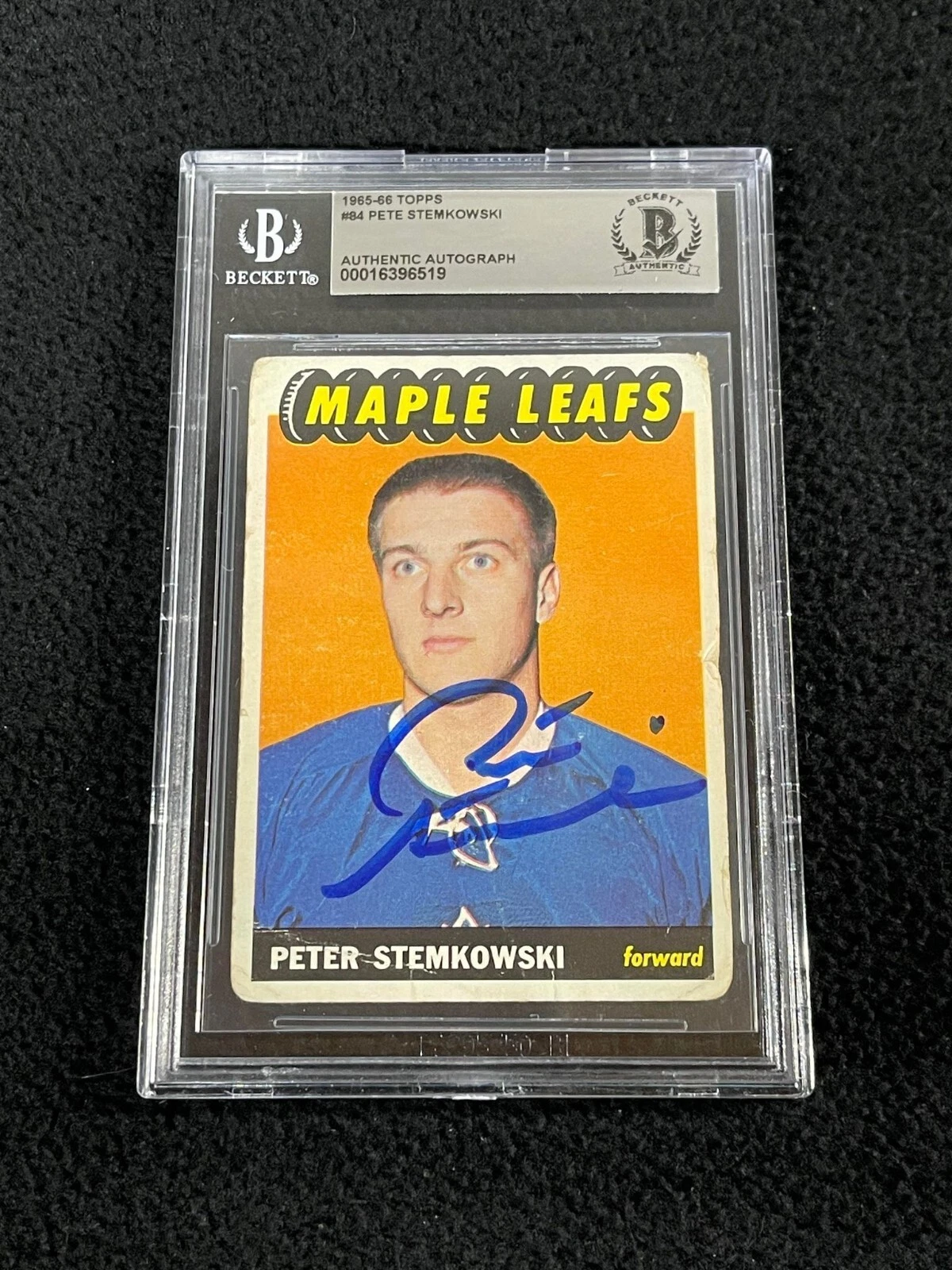 Peter Stemkowski Signed 1965-66 Topps Rookie Hockey Card #84 Beckett Toronto
