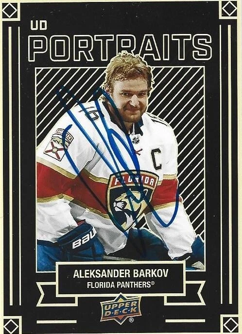 Alexsander Barkov Signed 2022-23 UD Portraits Hockey Card #P-26 Florida Panthers