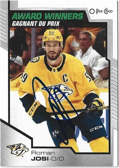 Roman Josi Signed 2020-21 O-Pee-Chee Hockey Card #605 Nashville Predators