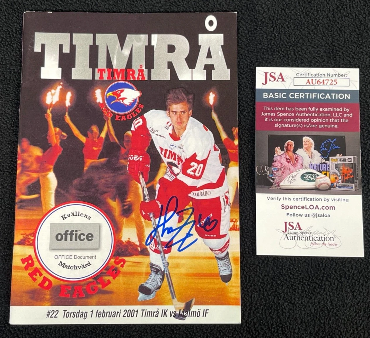 Henrik Zetterberg Signed Timra SEL Game Program #1 Detroit Red Wings JSA COA