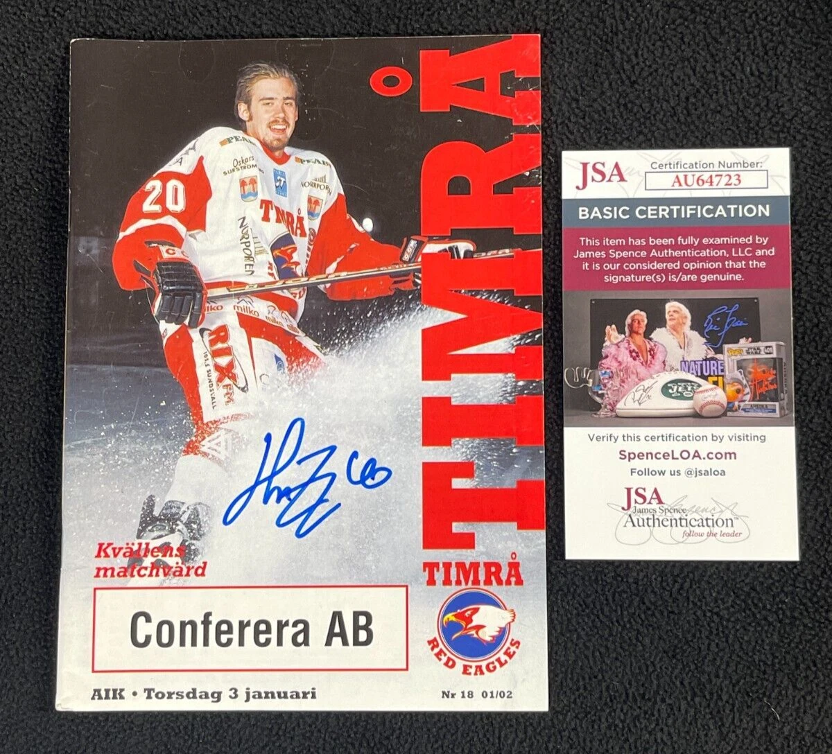 Henrik Zetterberg Signed Timra SEL Game Program #3 Detroit Red Wings JSA COA