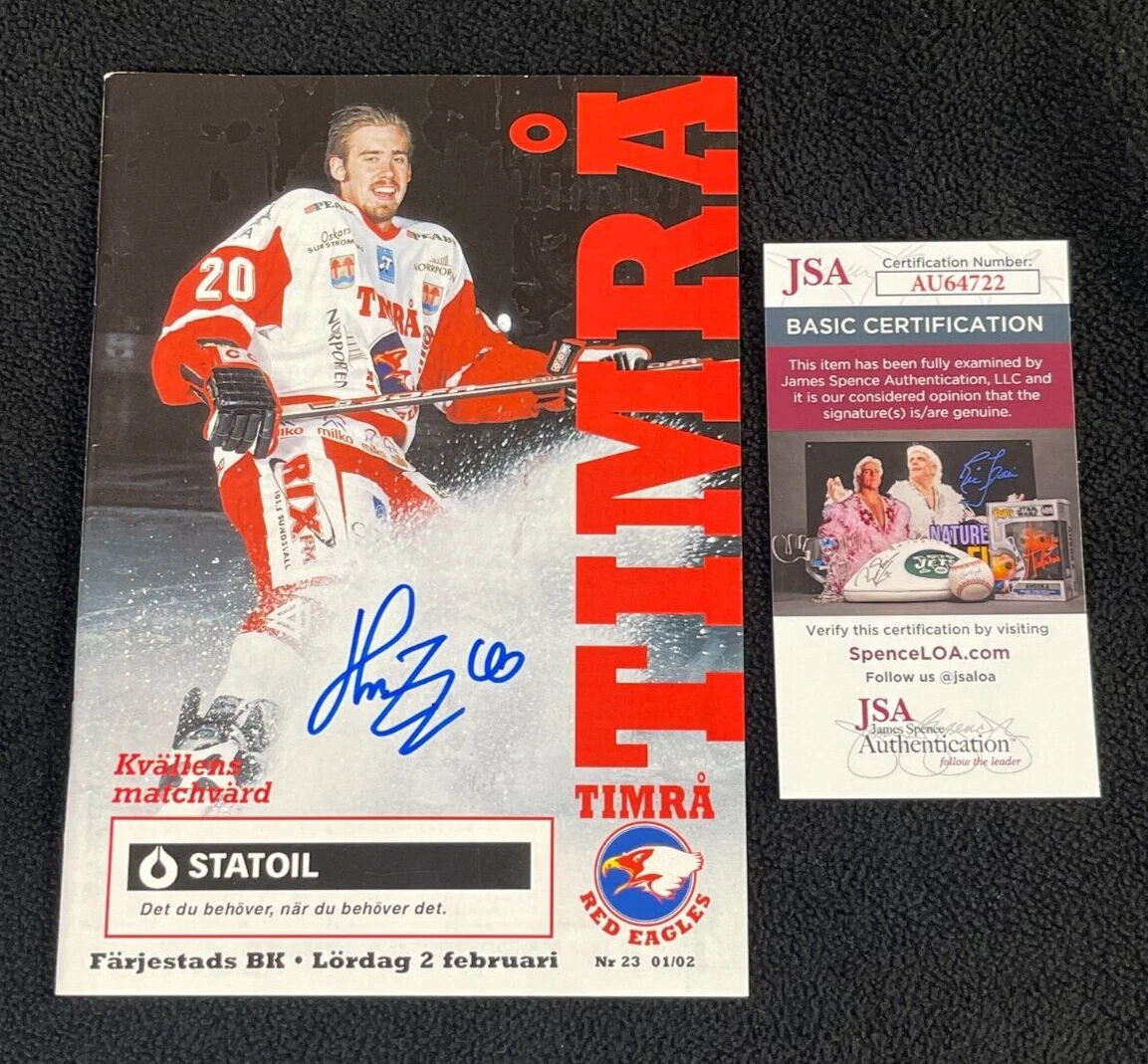 Henrik Zetterberg Signed Timra SEL Game Program #4 Detroit Red Wings JSA COA