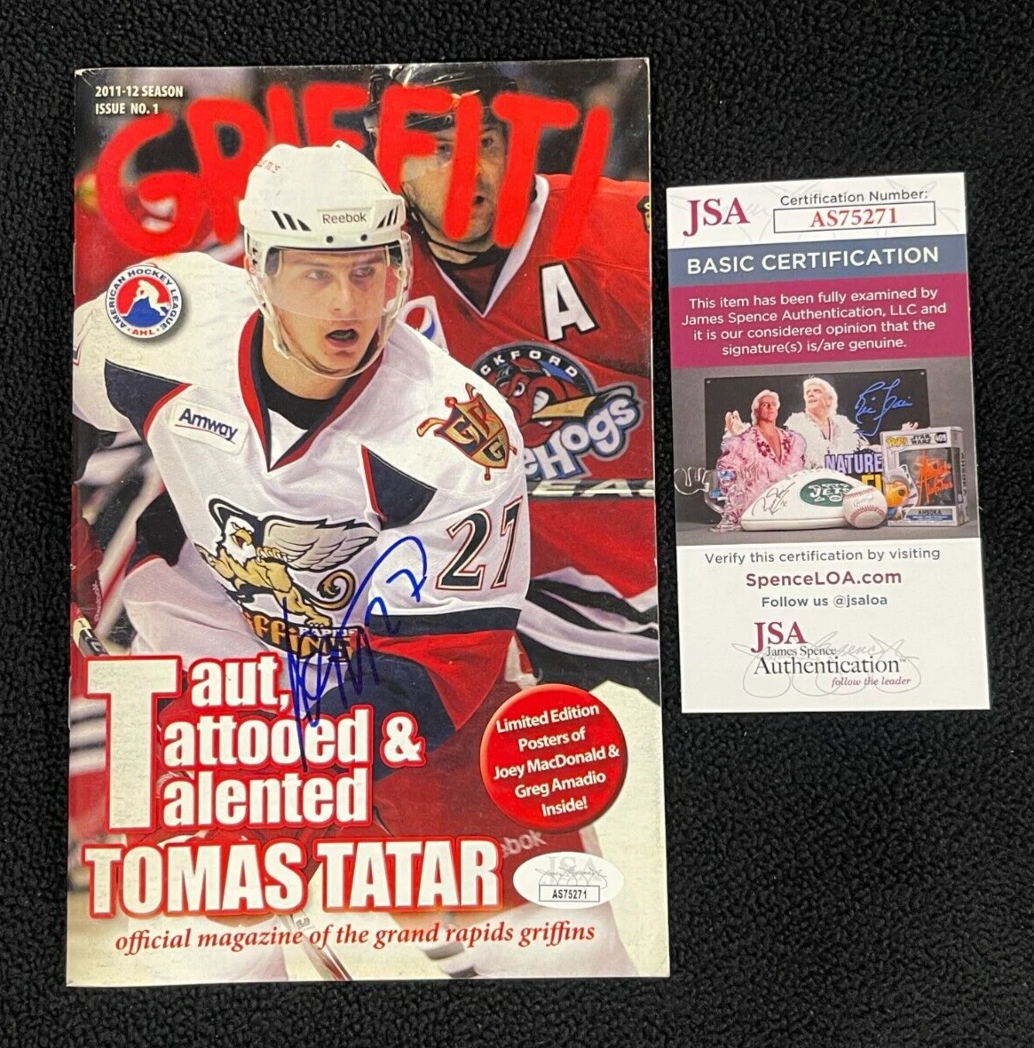 TOMAS TATAR SIGNED GRAND RAPIDS GRIFFINS PROGRAM DETROIT RED WINGS JSA COA COLLECTIBLE MEMORABILIA
