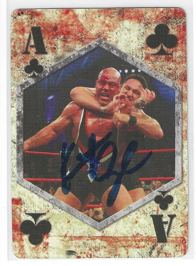Kurt Angle Signed TNA Wrestling Ace Of Clubs Playing Card