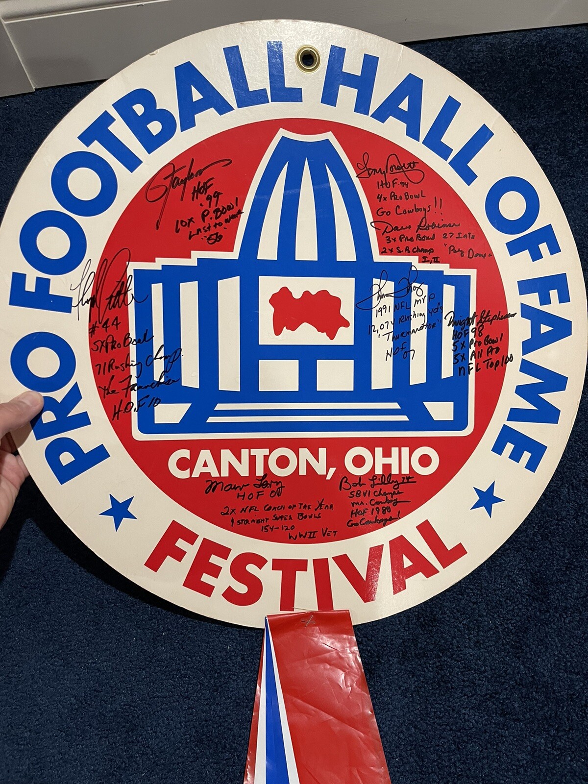 Fantastic HOF SIGNED Banner By 8 Lilly LT Thurman Dorsett ++JSA 31 Inscriptions