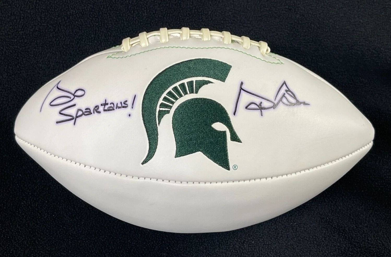 George Blaha Signed Inscribed Michigan State Spartans Rawlings Football JSA COA