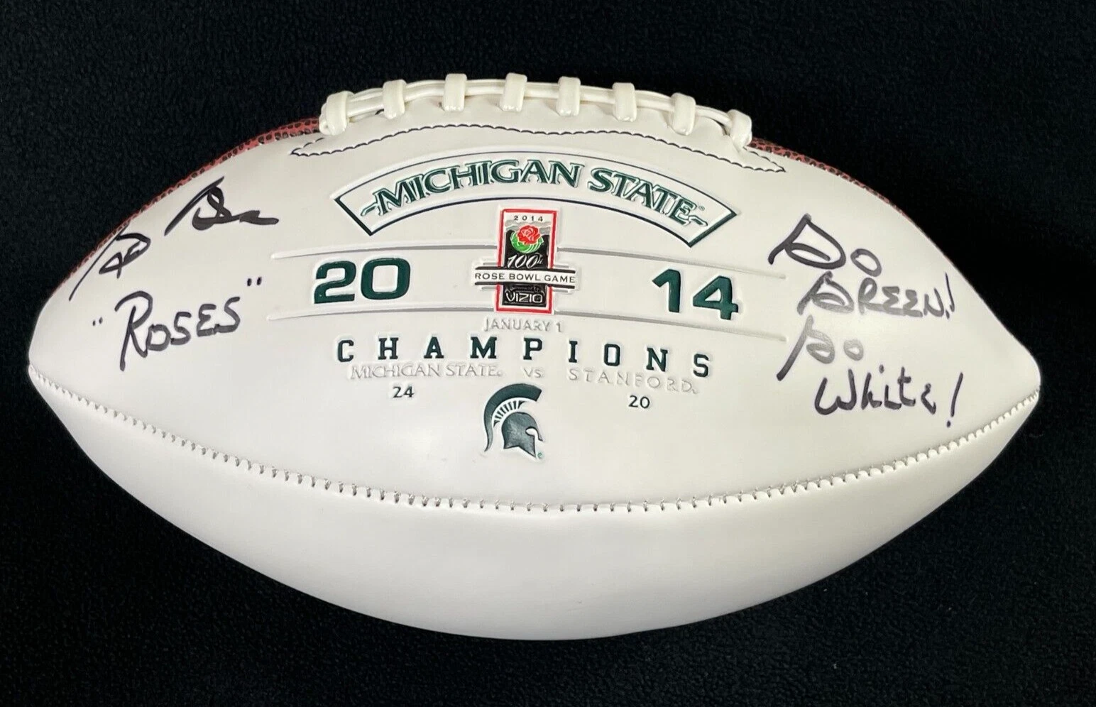 George Blaha Signed Inscribed Michigan State 2014 Rose Bowl Football JSA COA
