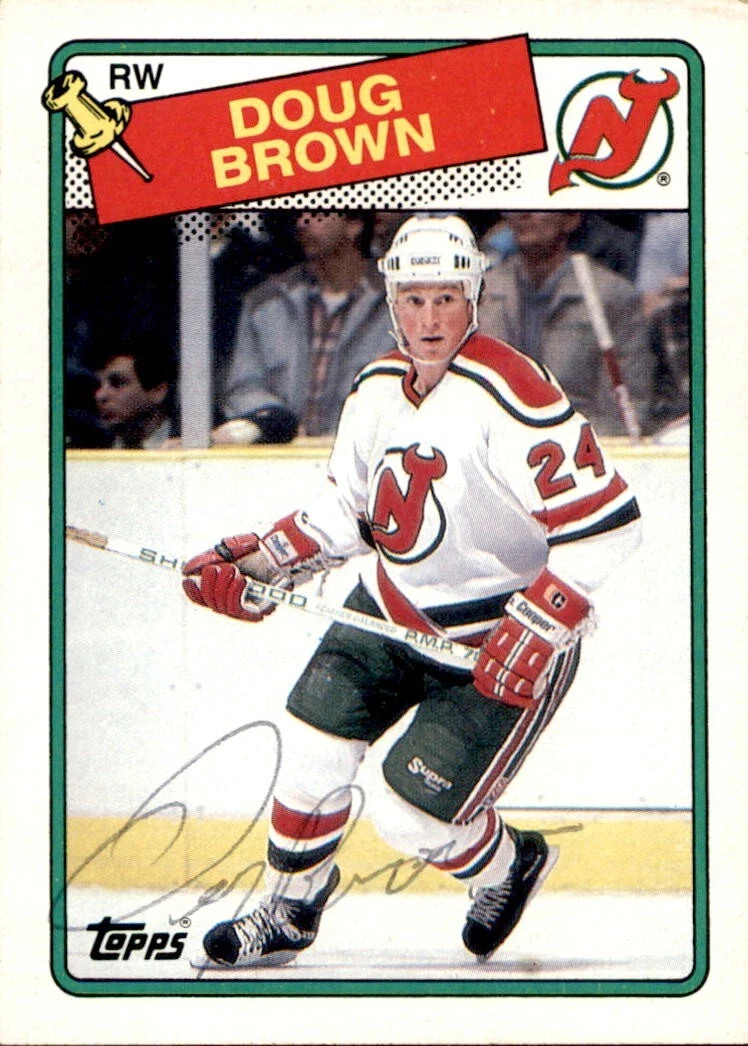 Doug Brown Signed Signed 1988-89 Topps Card #115 New Jersey Devils