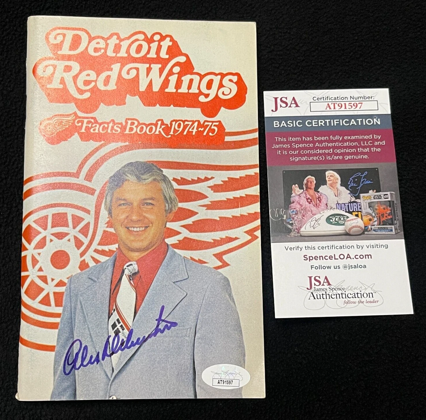 Alex Delvecchio Signed Detroit Red Wings 1974/75 Fact Book JSA COA