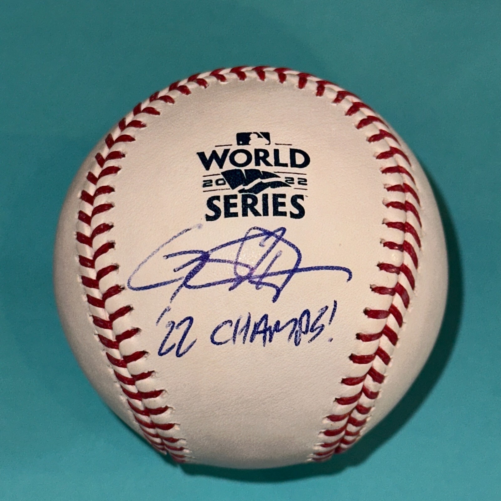 GEOFF BLUM (Astros) Signed Official 2022 WORLD SERIES Baseball Beckett BAS w INS