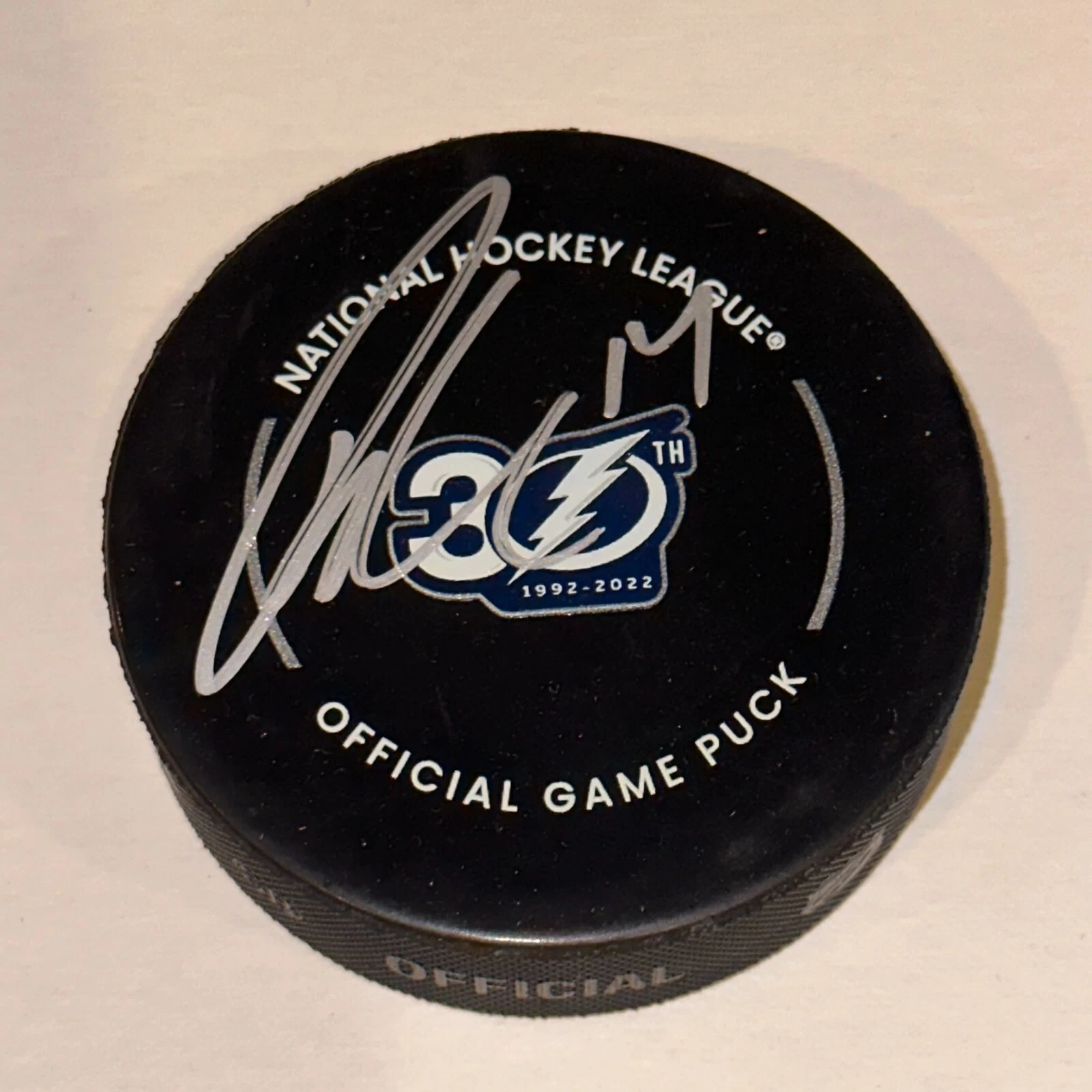 PATRICK MAROON Signed LIGHTNING 30th Ann. Official GAME Puck Beckett Auth BAS