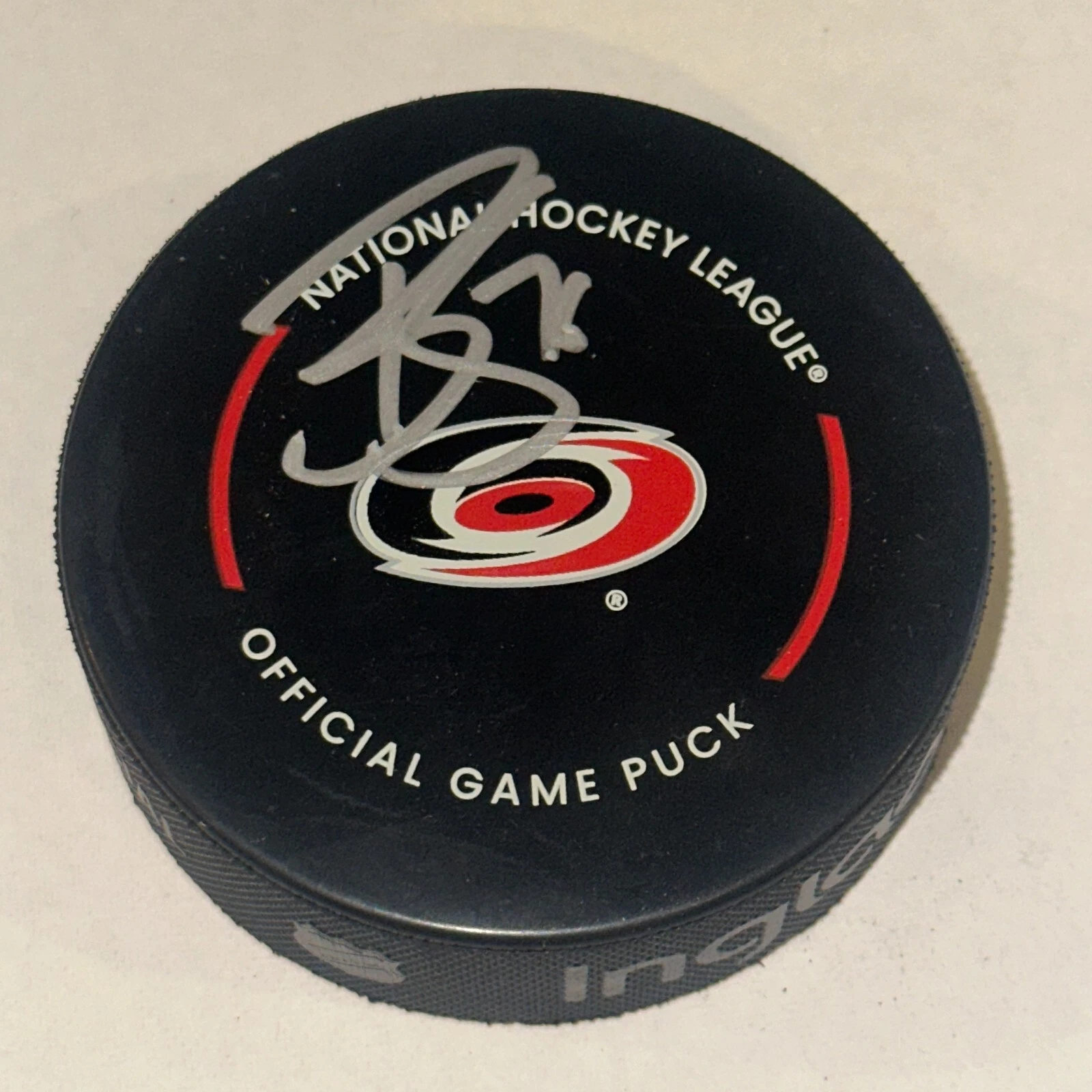 BRADY SKJEI Signed Carolina HURRICANES Official GAME Puck Beckett (BAS)