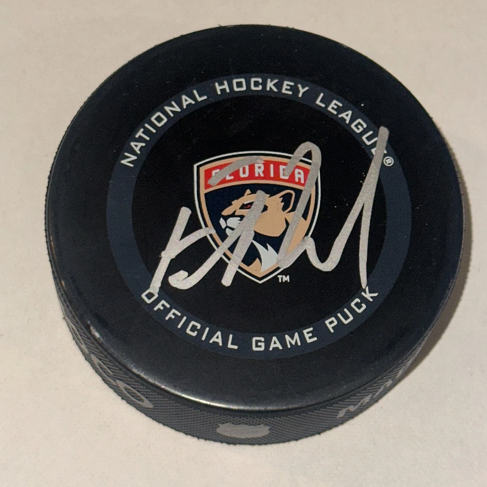 EVAN RODRIGUES Signed Florida PANTHERS Official GAME Puck Beckett (BAS)