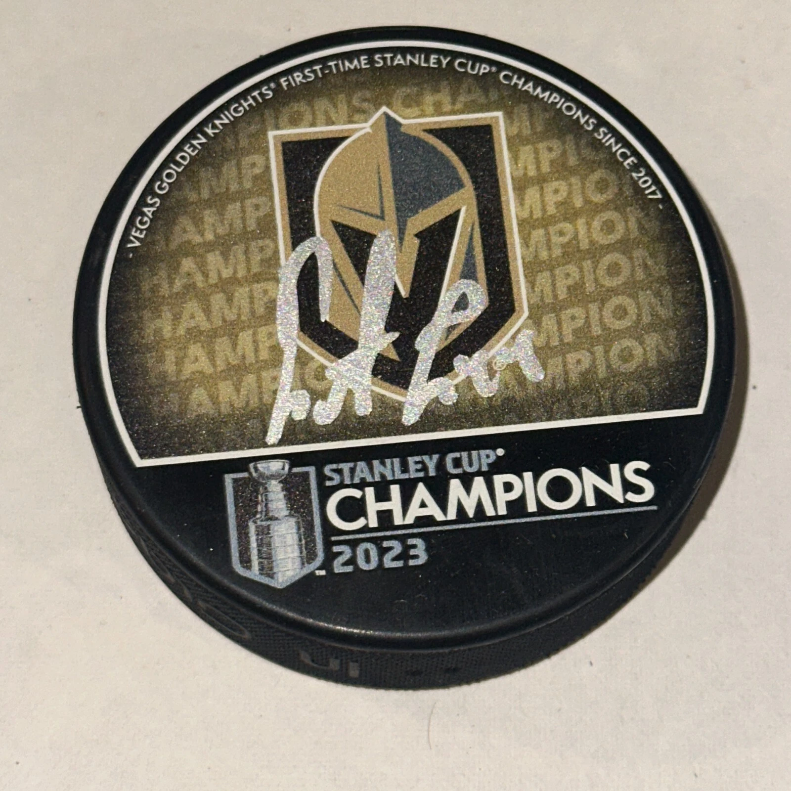 IVAN BARBASHEV Signed KNIGHTS 2023 STANLEY CUP CHAMPS Puck Beckett (BAS)