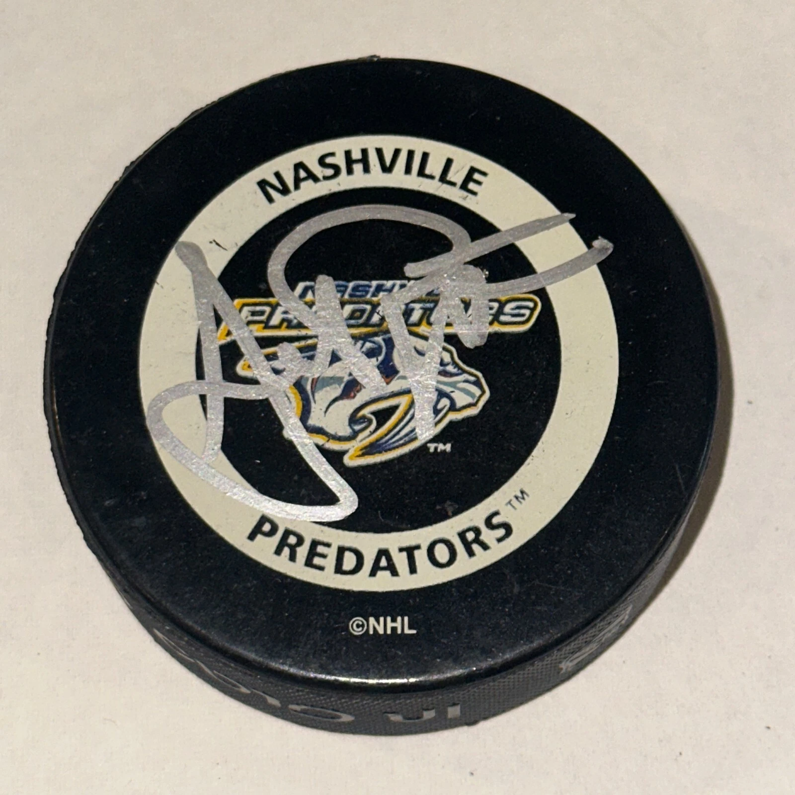 ANDREW BRUNETTE Signed Nashville PREDATORS Official GAME Puck Beckett (BAS)