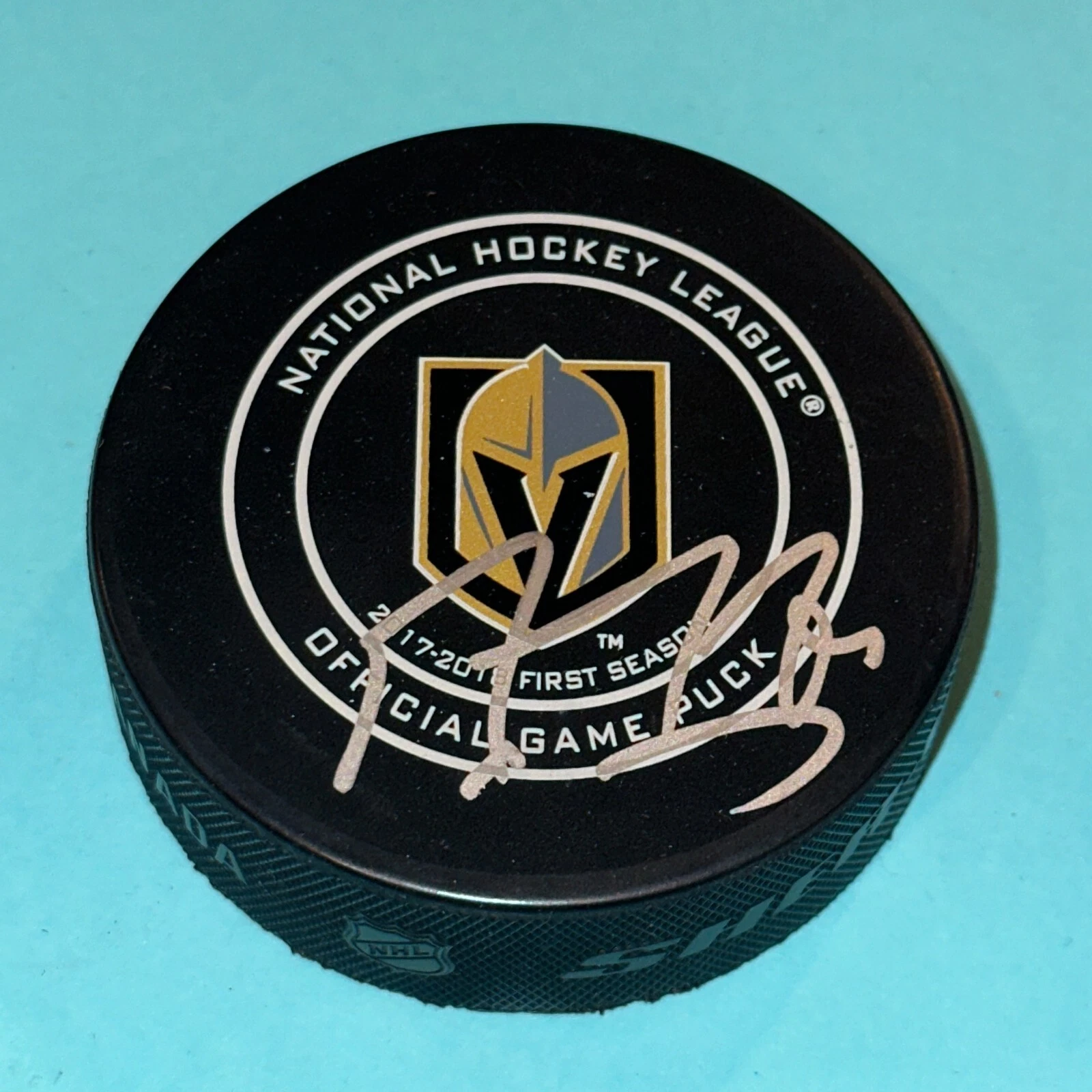 MARC-ANDRE FLEURY Signed Vegas GOLDEN KNIGHTS Official GAME Puck Beckett (BAS)