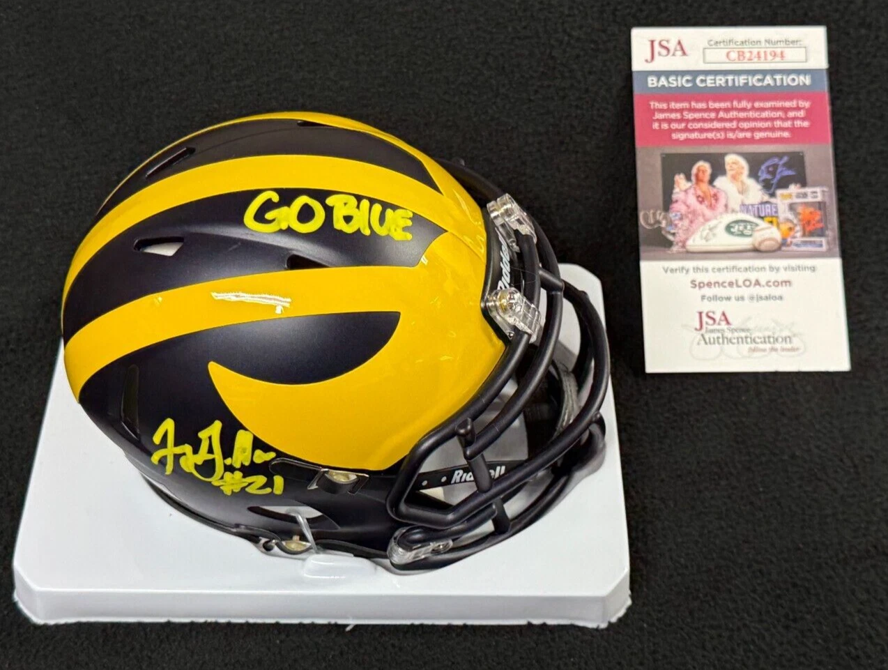Jeremy Gallon Signed & Inscribed Michigan Wolverines Mini Helmet JSA COA