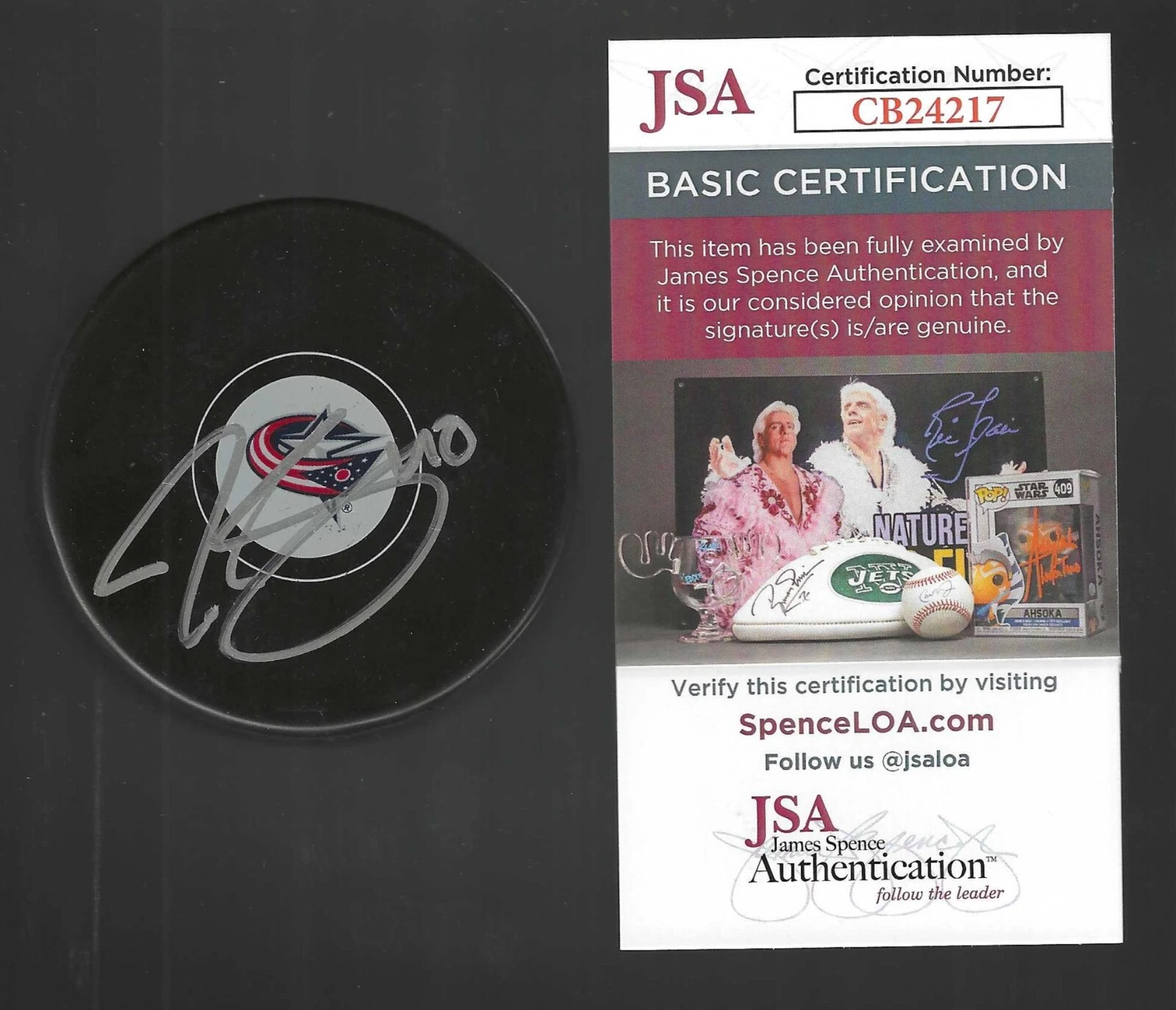 Jared Boll Signed Columbus Blue Jackets Puck JSA COA