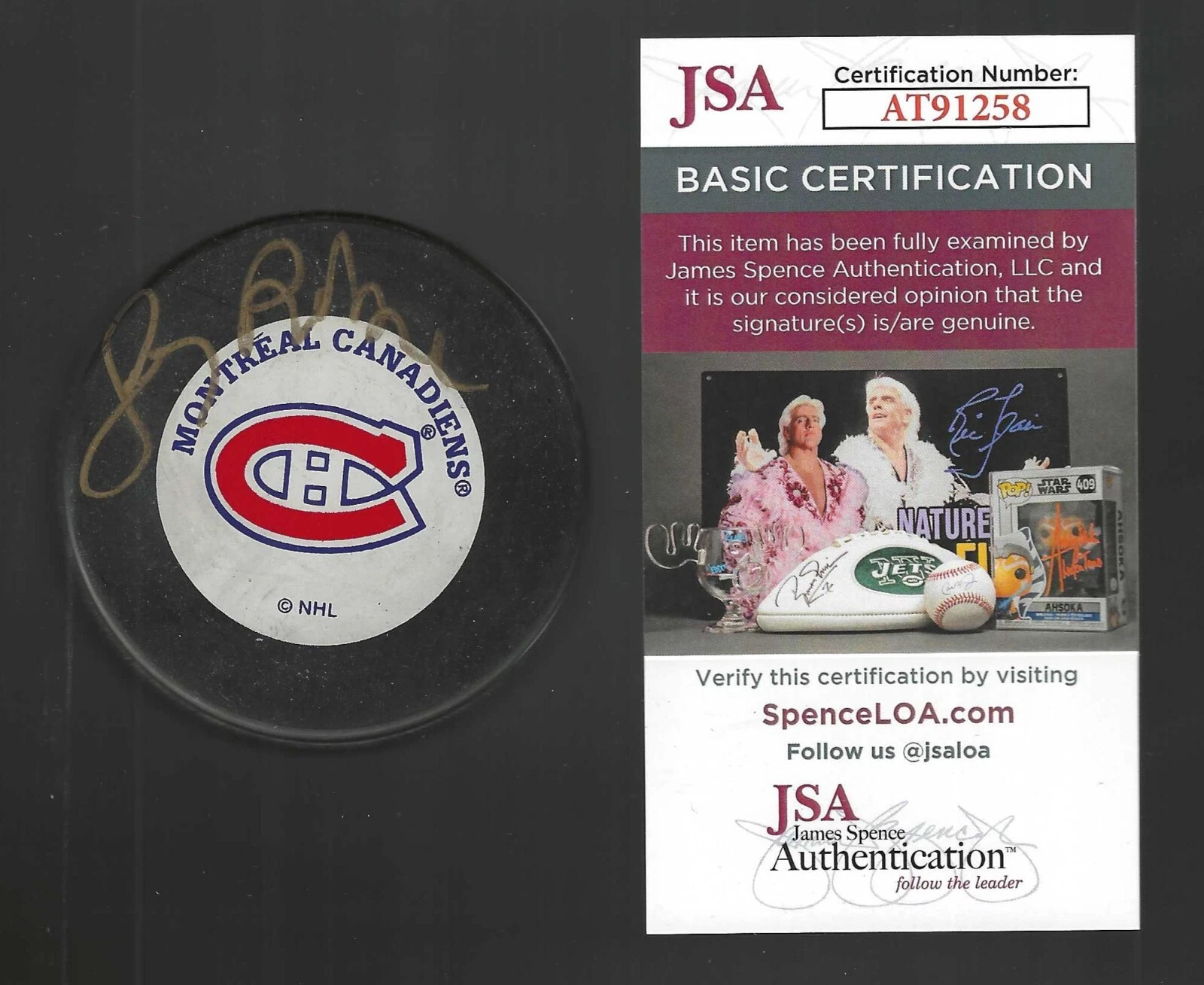 Larry Robinson Signed Montreal Canadiens Trench Puck JSA COA