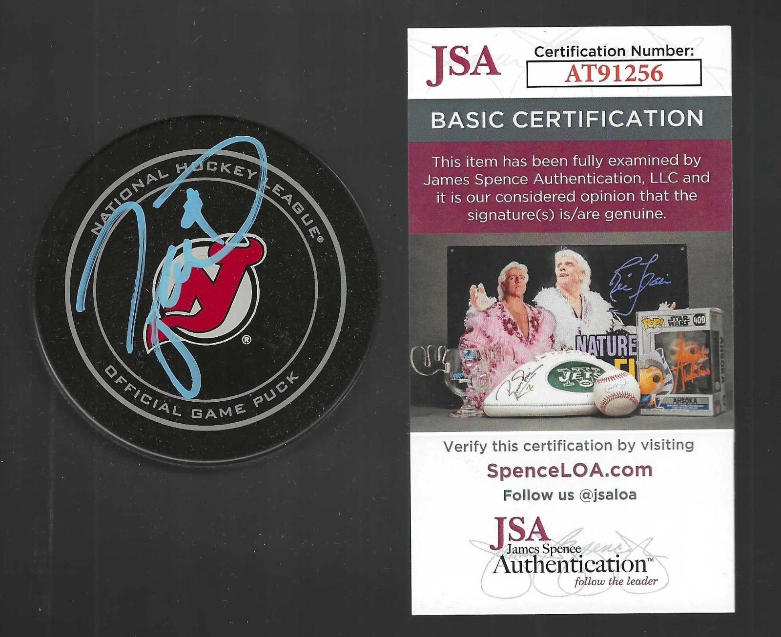 Taylor Hall Signed New Jersey Devils NHL 100 Official Game Puck JSA COA