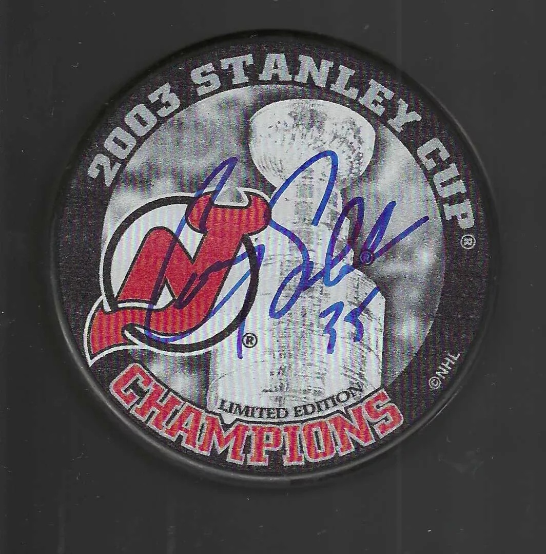 Corey Schwab Signed New Jersey Devils 2003 Stanley Cup Champions Puck