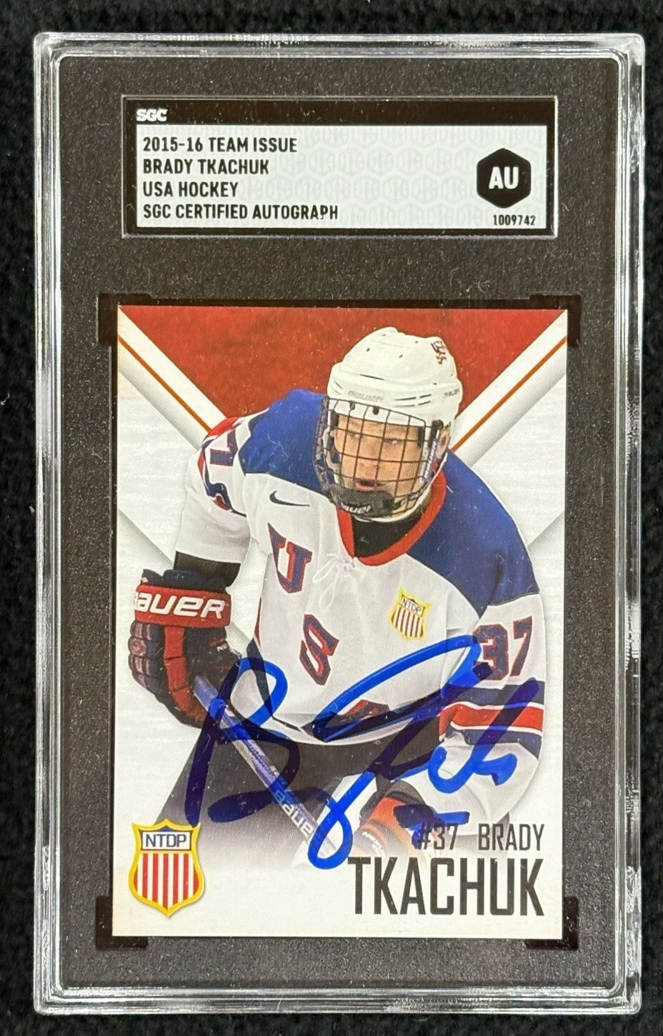 Brady Tkachuk Signed USA NTDP 1st Ever Card SCG Certified Ottawa Senators