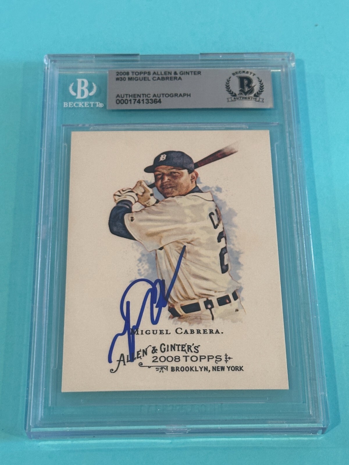 MIGUEL CABRERA Signed 2008 TOPPS ALLEN & GINTER Card #30 Beckett (BAS)