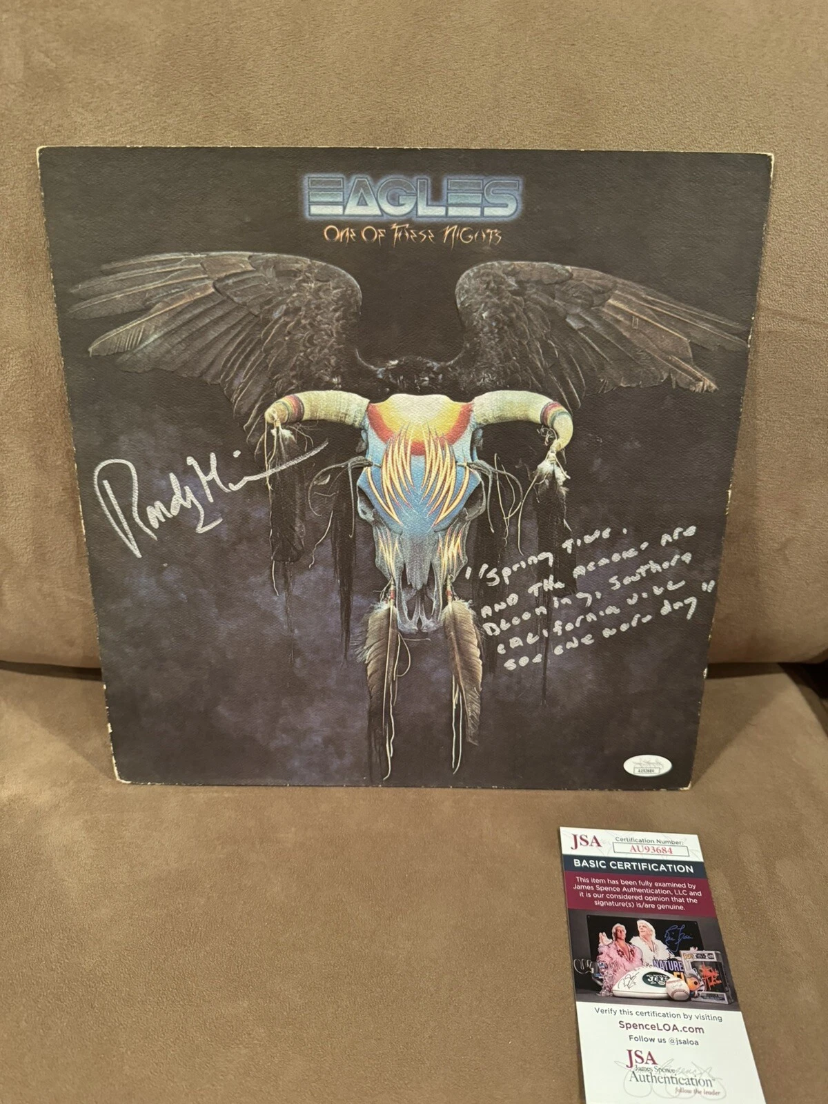 Randy Meisner Signed LP Album W/ Hollywood Waltz Handwritten Lyrics JSA Eagles