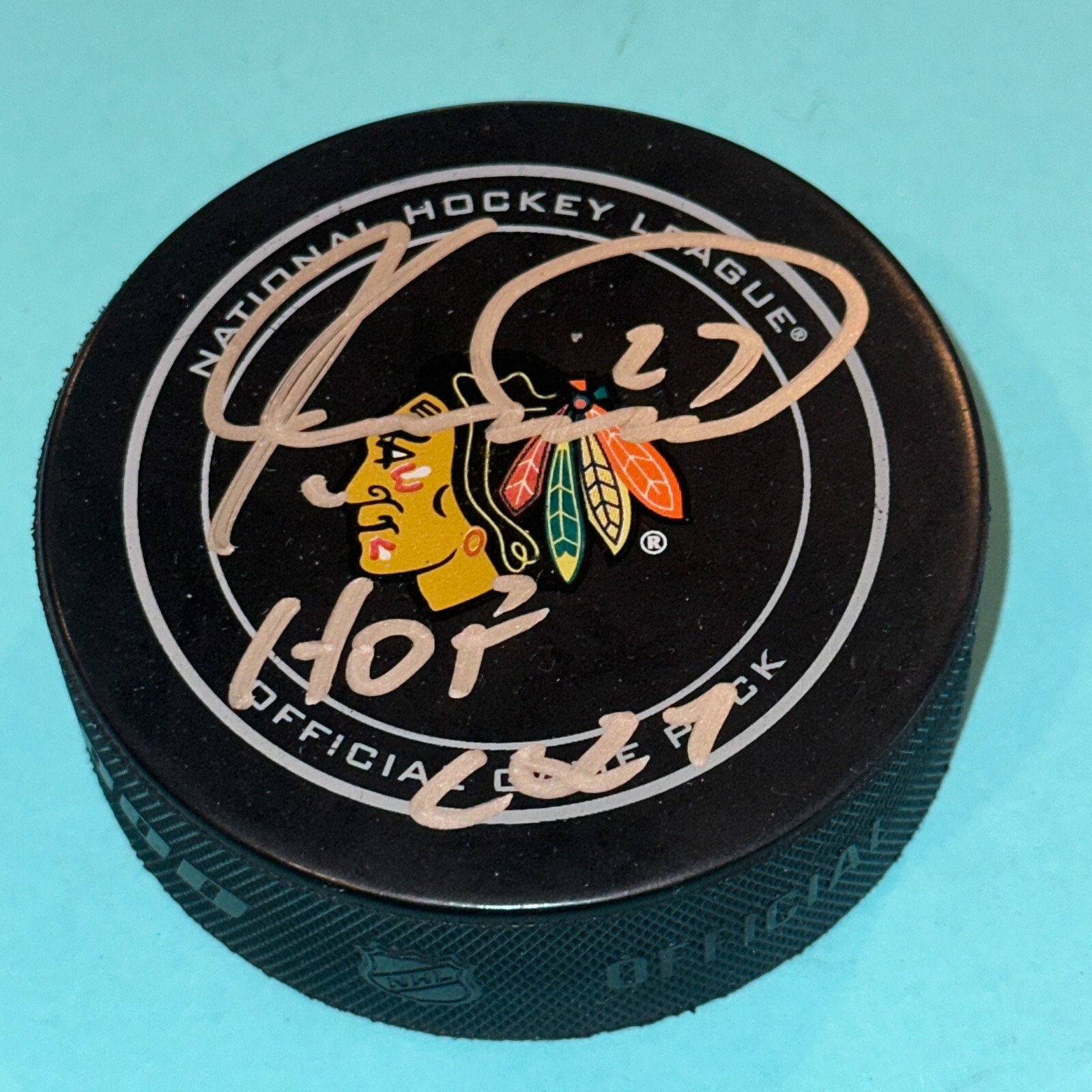 JEREMY ROENICK Signed BLACKHAWKS Official GAME Puck  Beckett (BAS) & HOF Inscr