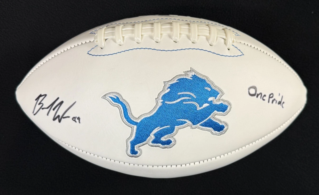 Brock Wright Signed & Inscribed Detroit Lions Football JSA COA