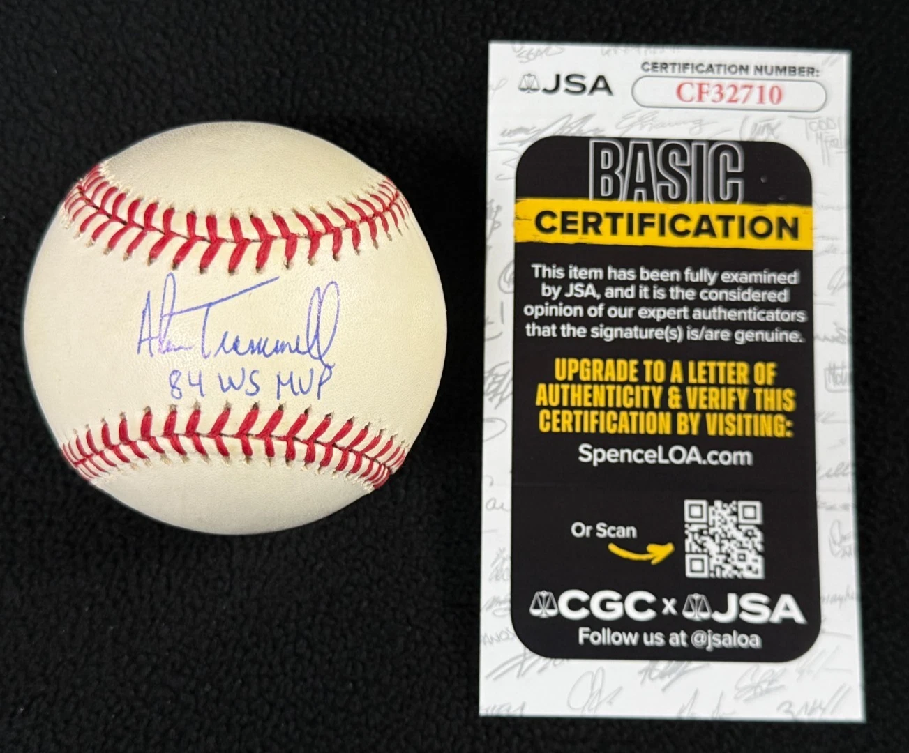 Alan Trammell Signed & Inscribed 