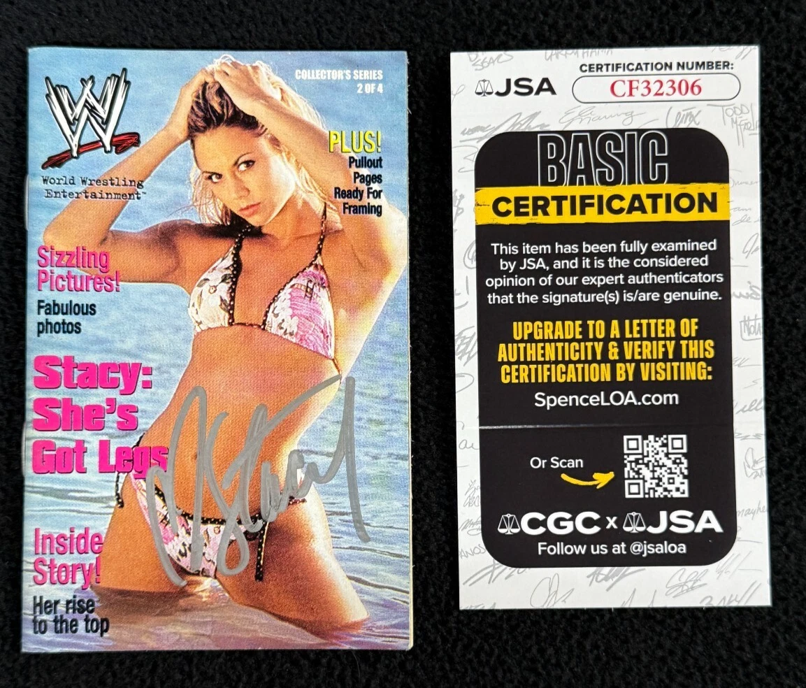 STACY KEIBLER SIGNED WWE MINI MAGAZINE #2 JSA COA WCW MISS HANCOCK COLLECTIBLE MEMORABILIA