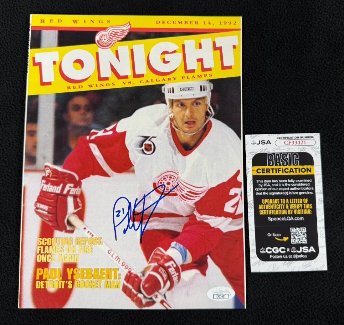 Paul Ysebaert Signed Detroit Red Wings Tonight Program Magazine JSA COA