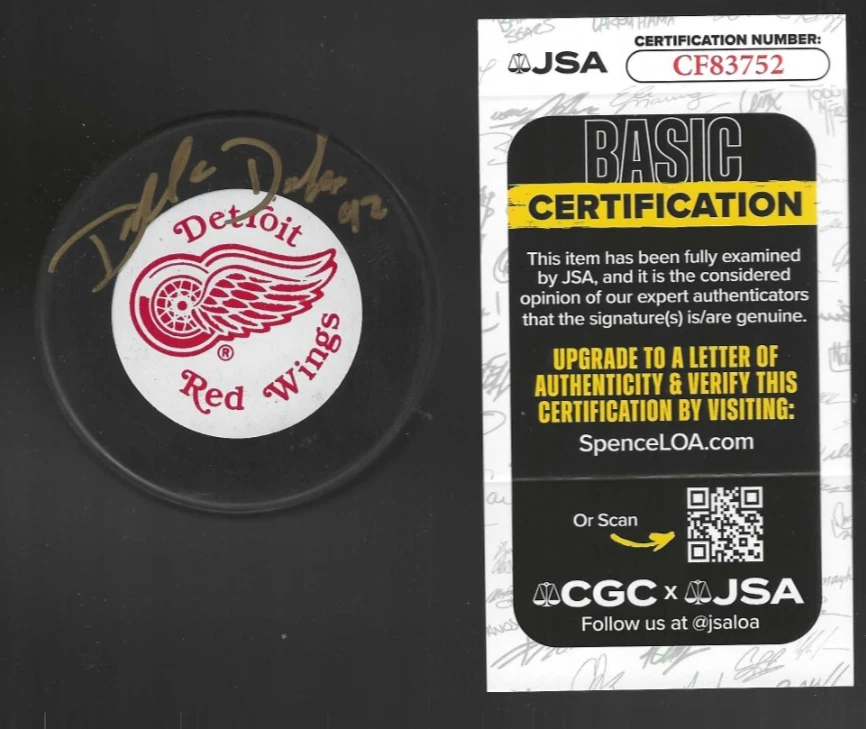 Dallas Drake Signed Detroit Red Wings Official Game Puck JSA COA