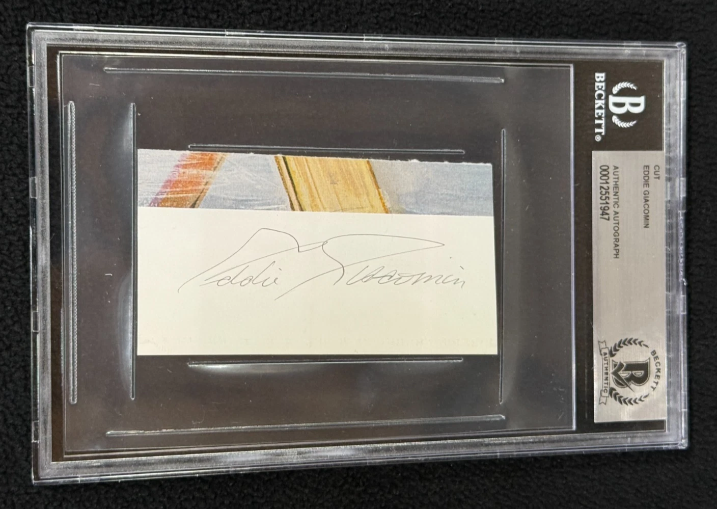 Ed Giacomin Signed Cut Autograph New York Rangers Beckett Certified