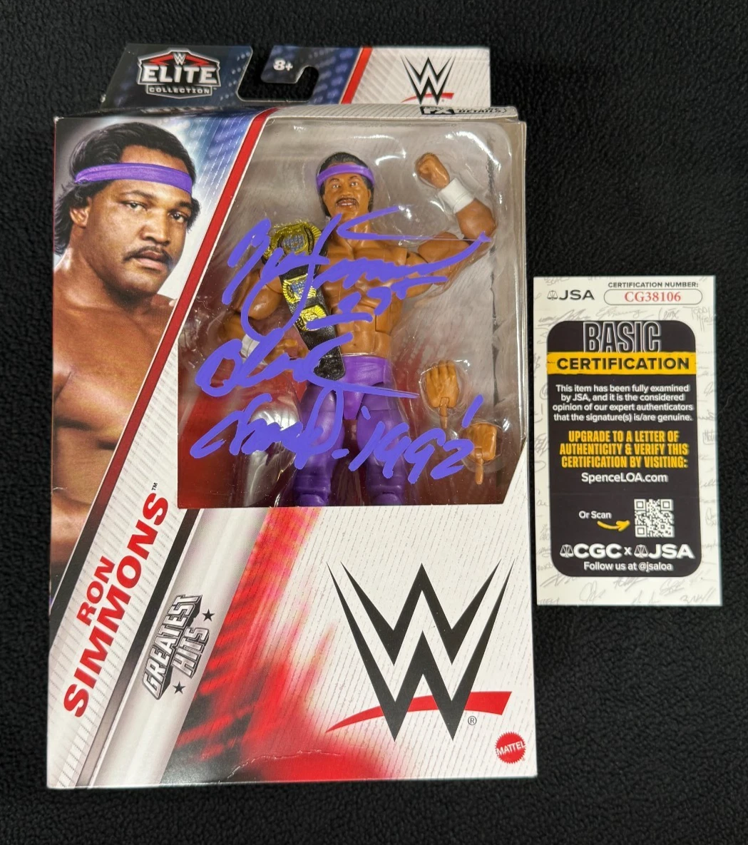 Ron Simmons Signed Inscribed 1st Black WCW Champion WWE Elite Action Figure JSA