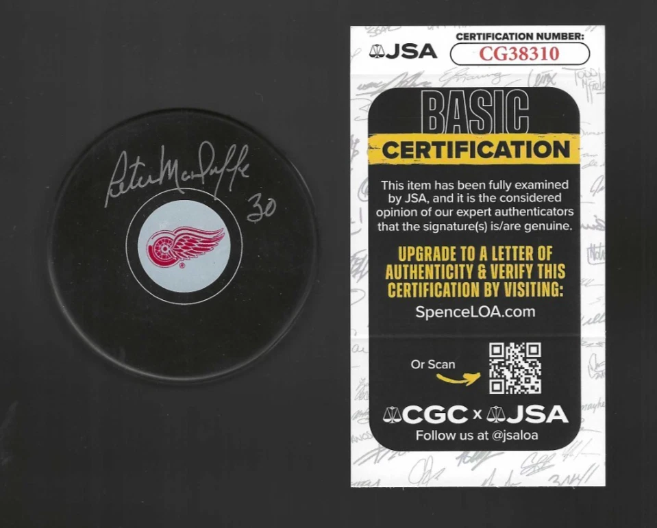 Peter McDuffe Signed Detroit Red Wings Puck JSA COA