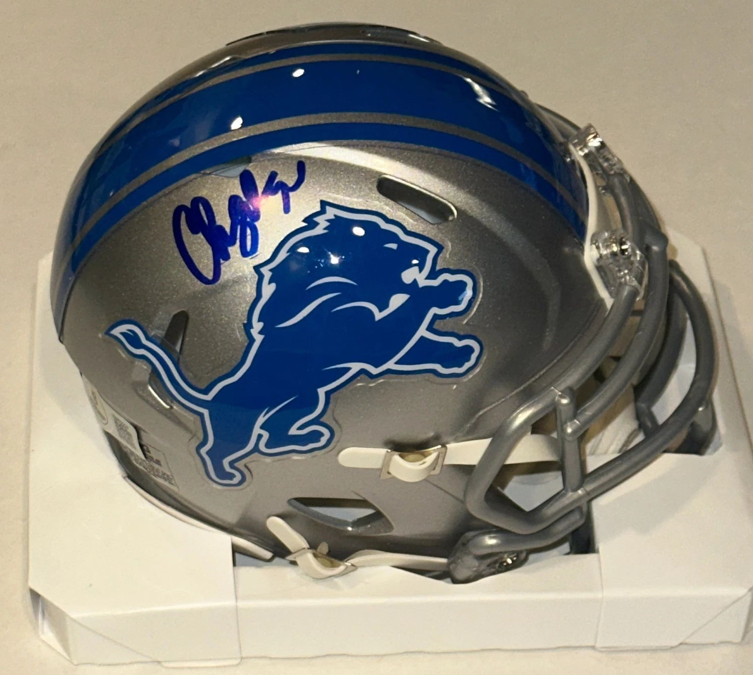 CHRIS SPIELMAN Signed Detroit LIONS Mini-helmet Beckett (BAS)