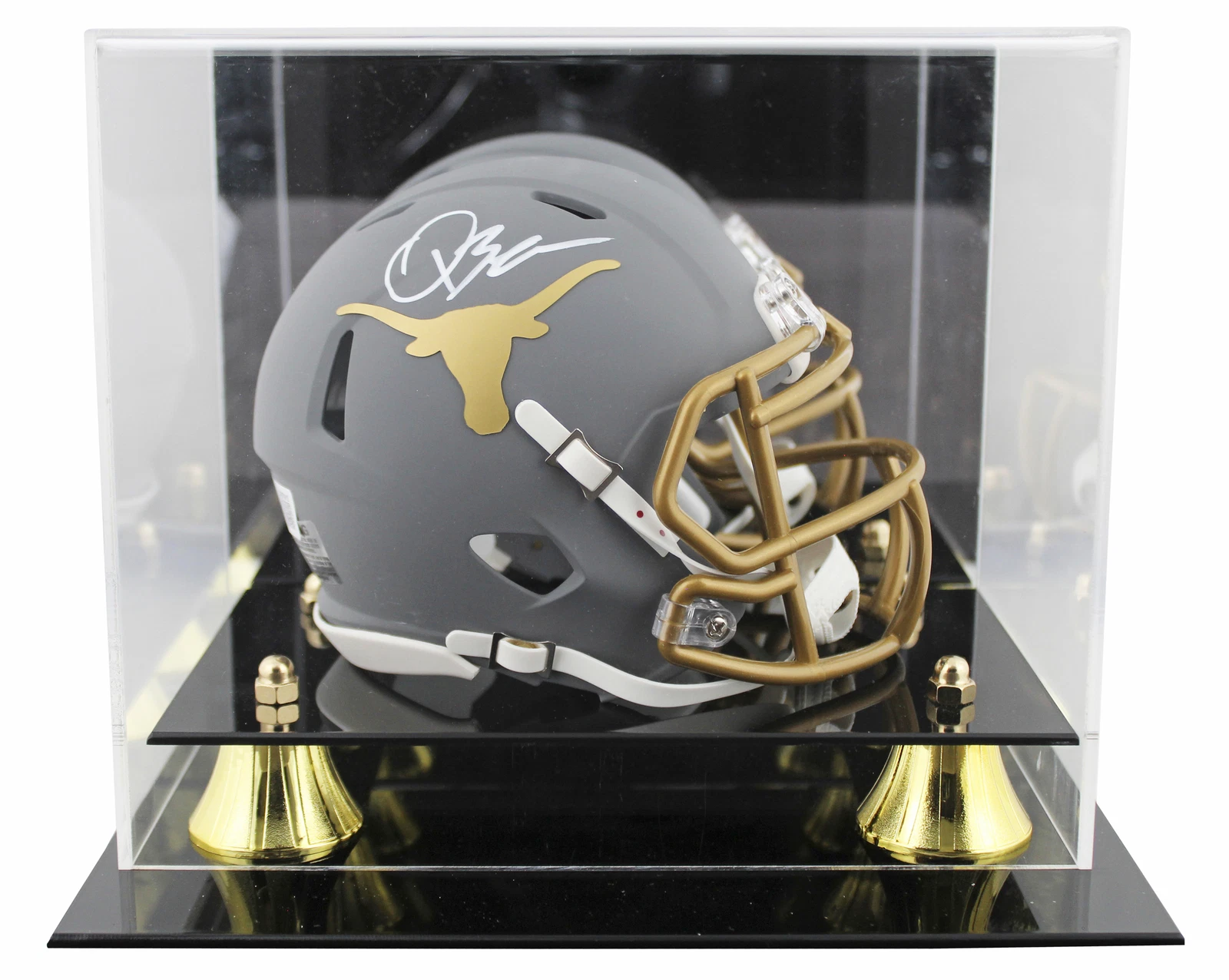 Texas Quinn Ewers Authentic Signed Slate Speed Mini Helmet W/ Case BAS Witnessed