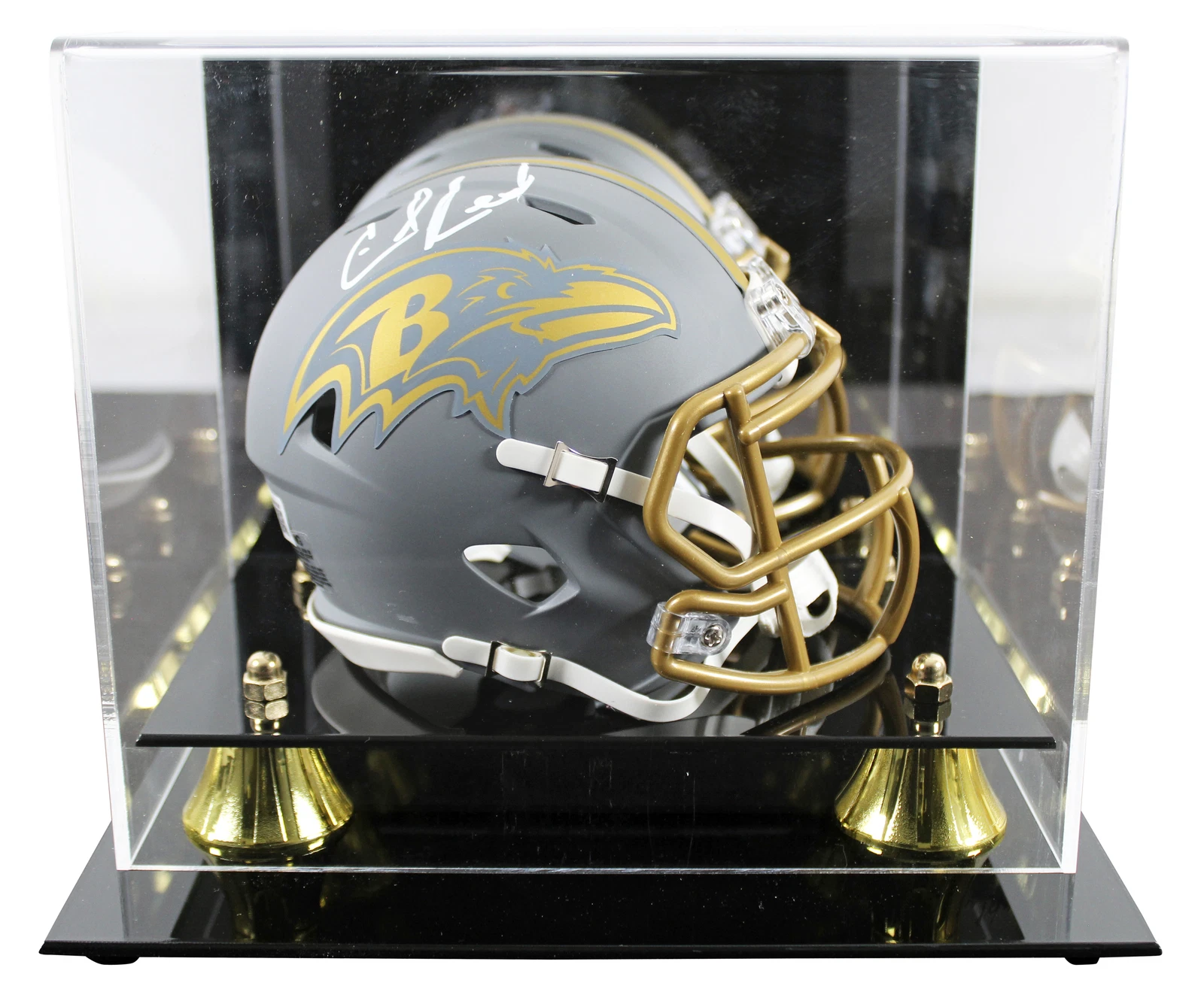 Ravens Ed Reed Authentic Signed Slate Speed Mini Helmet W/ Case BAS Witnessed