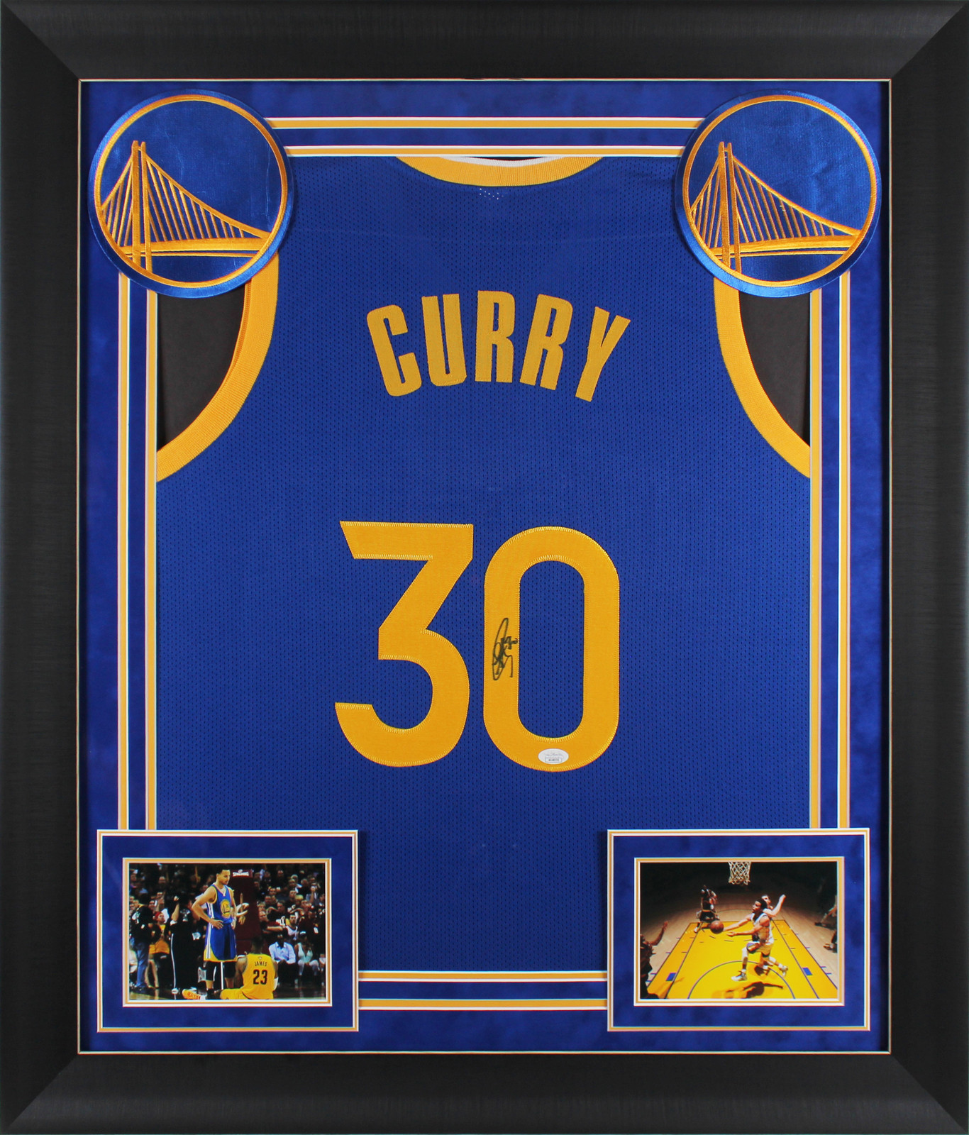 Stephen Curry Authentic Signed Blue Pro Style Framed Jersey Autographed JSA