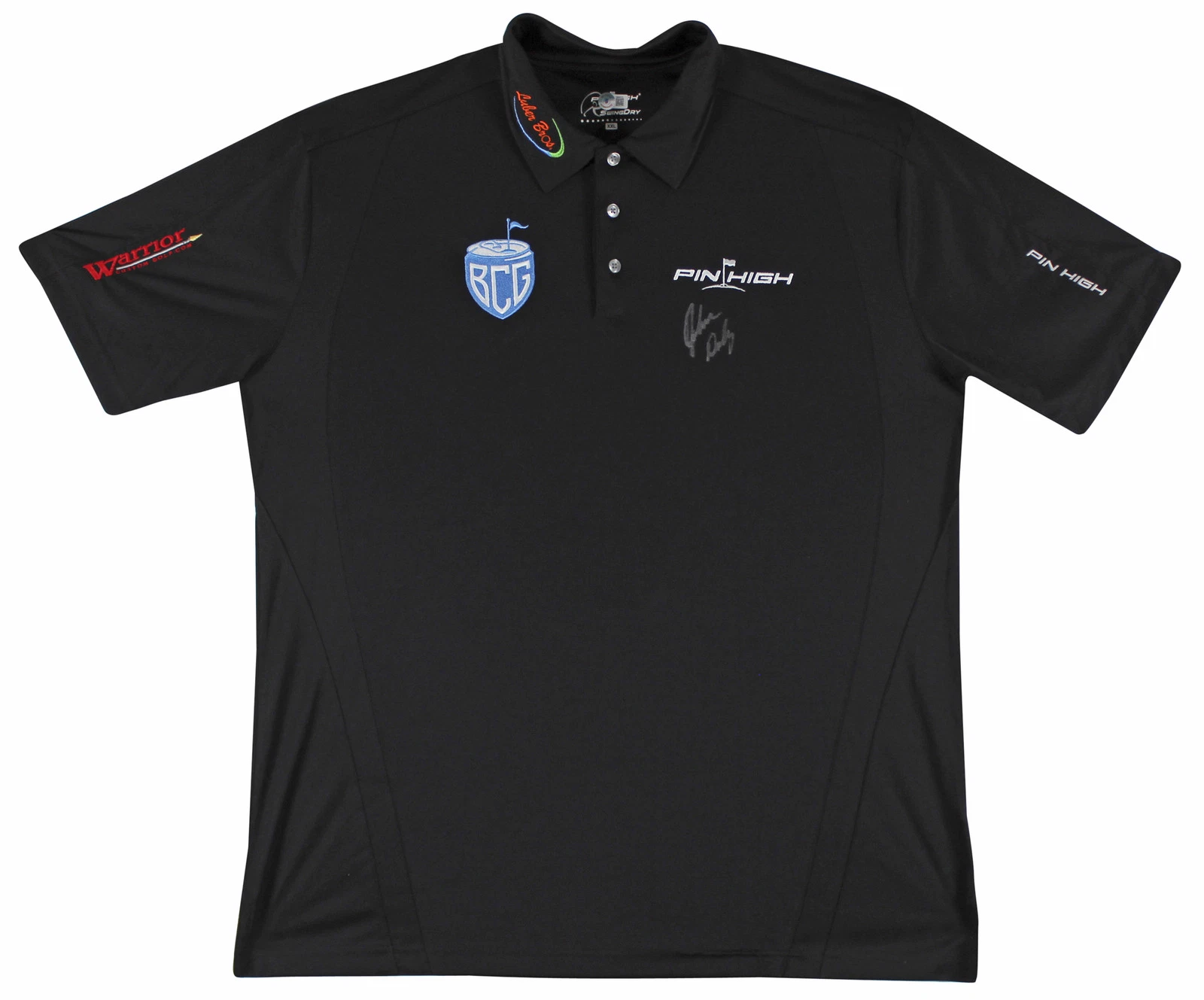 John Daly Authentic Signed Match Worn Black Pin High BCG Polo Shirt BAS #BK84772