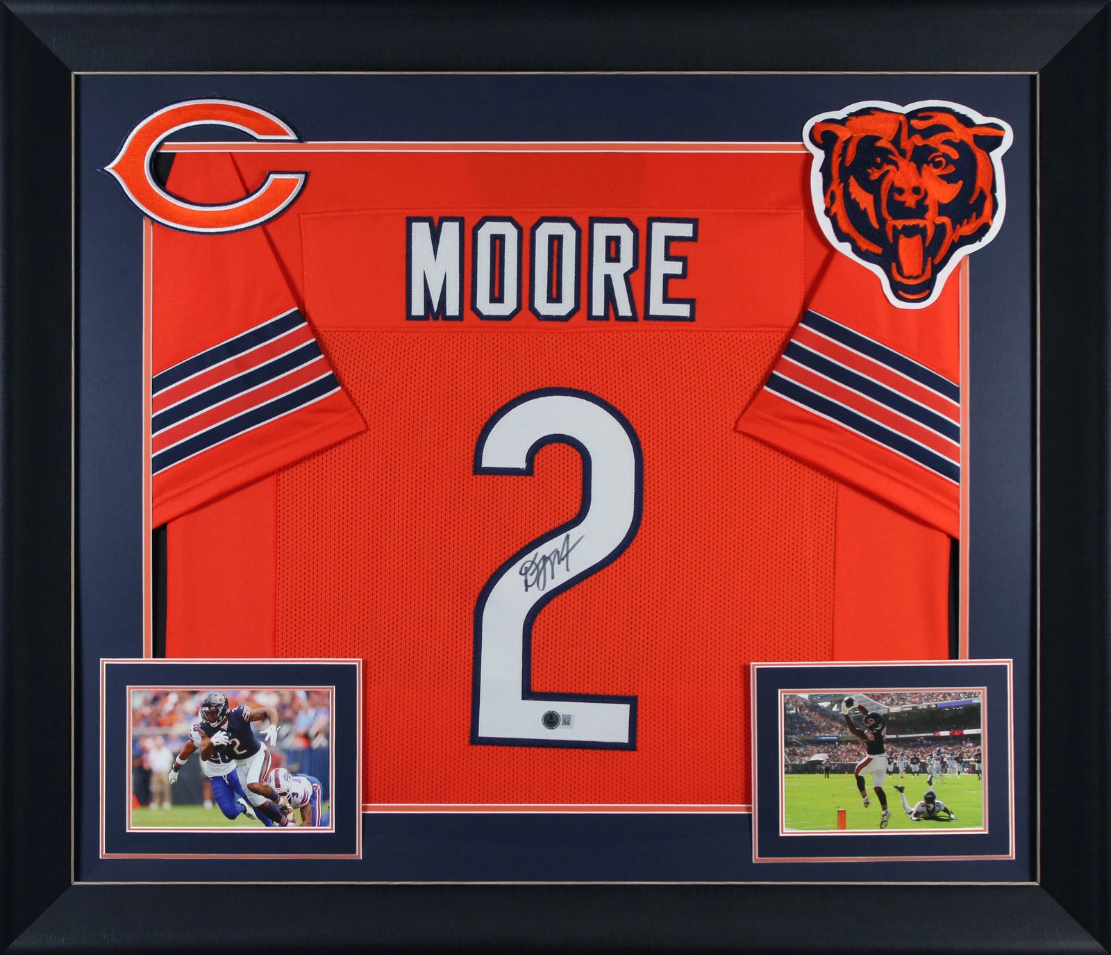 D.J. Moore Authentic Signed Orange Pro Style Framed Jersey BAS Witnessed