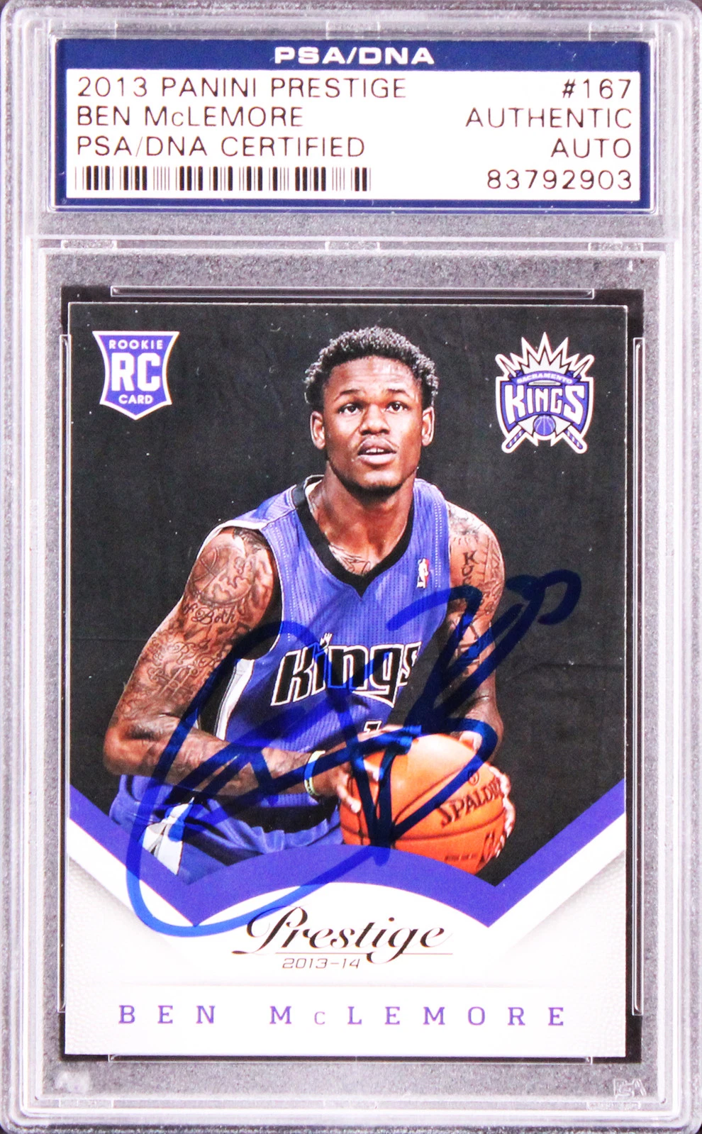 Kings Ben McLemore Signed 2013 Panini Prestige #167 Rookie Card PSA/DNA Slabbed