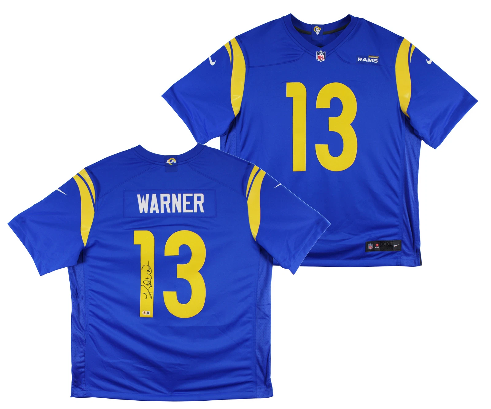 Rams Kurt Warner Authentic Signed Blue Nike Game Jersey BAS Witnessed