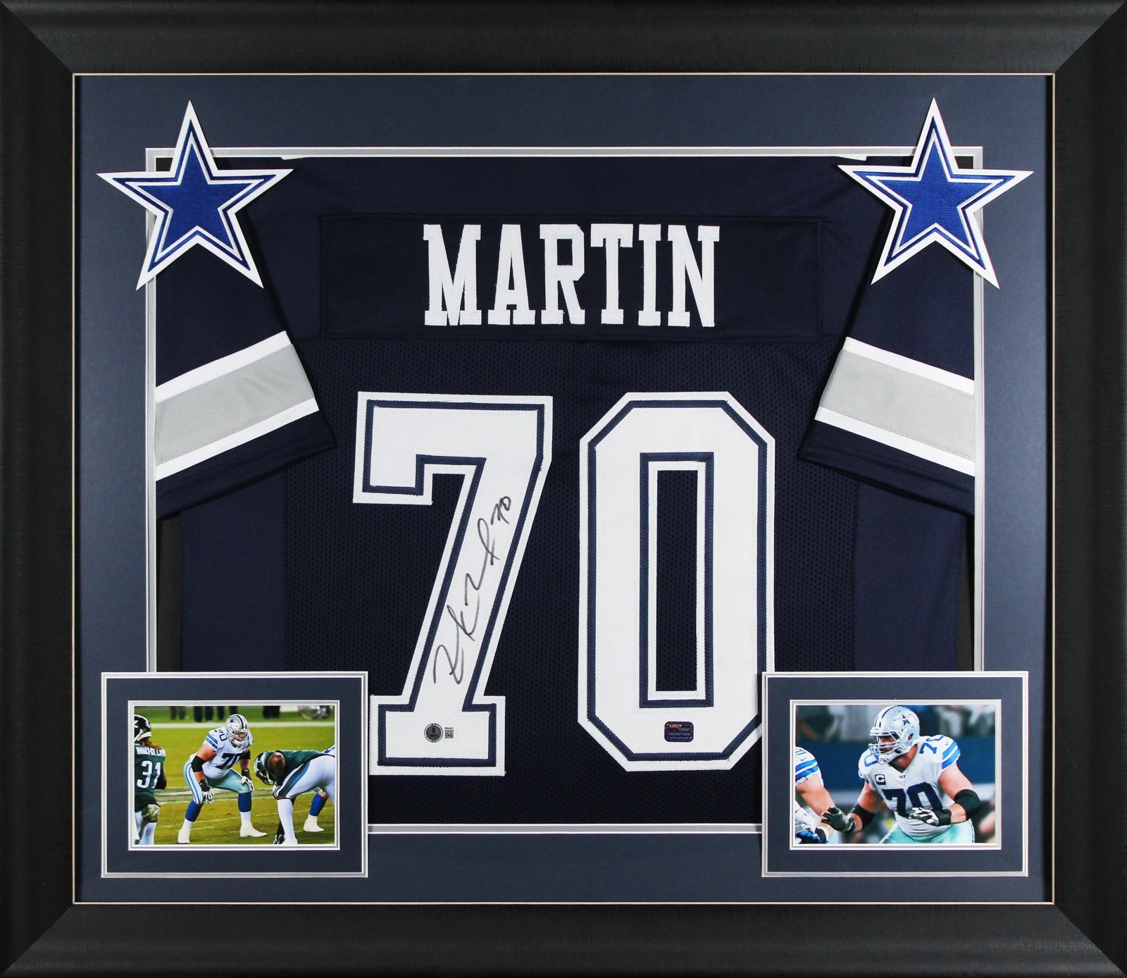 Zack Martin Authentic Signed Navy Blue Pro Style Framed Jersey BAS Witnessed